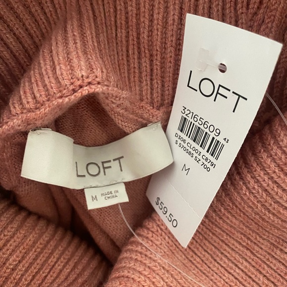NWT Perfect Ann Taylor Loft Soft Cotton Blend Cowl Pink Peach Sweater - Picture 7 of 7